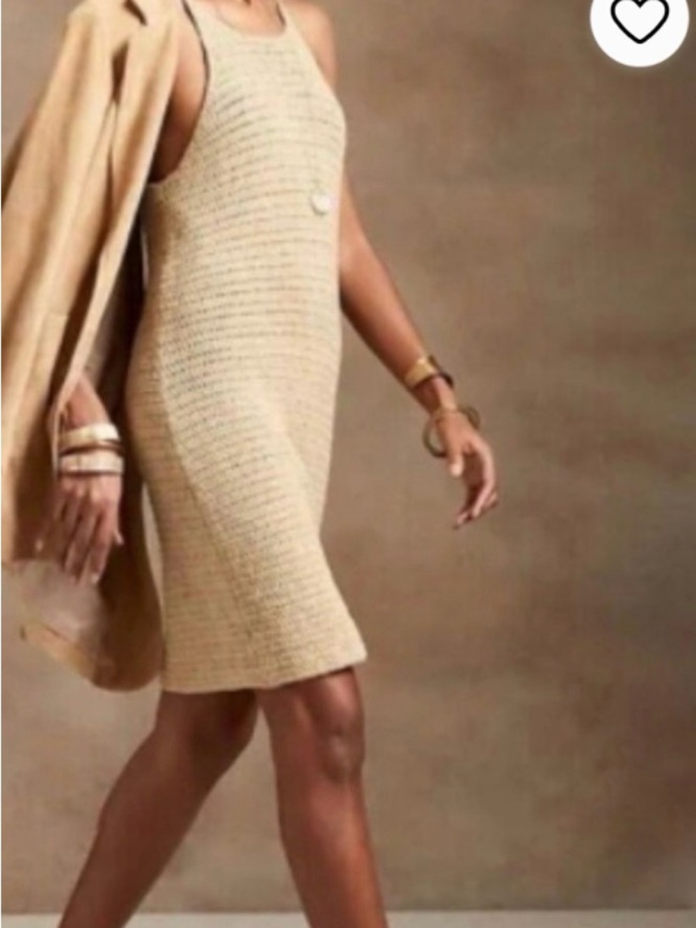 Banana Republic Glen Beige Crochet Knit Midi Dress